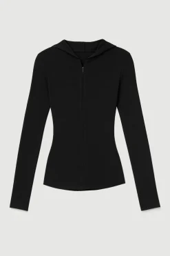 Asia Consultancy Co., Ltd Nyla Zip Tencel-Wool Hooded Tee< Tees|Tops