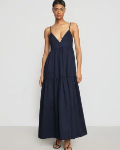 Fashion Apparels Orchid Sweetheart-Neck Tiered Cotton Maxi Dress< Dresses