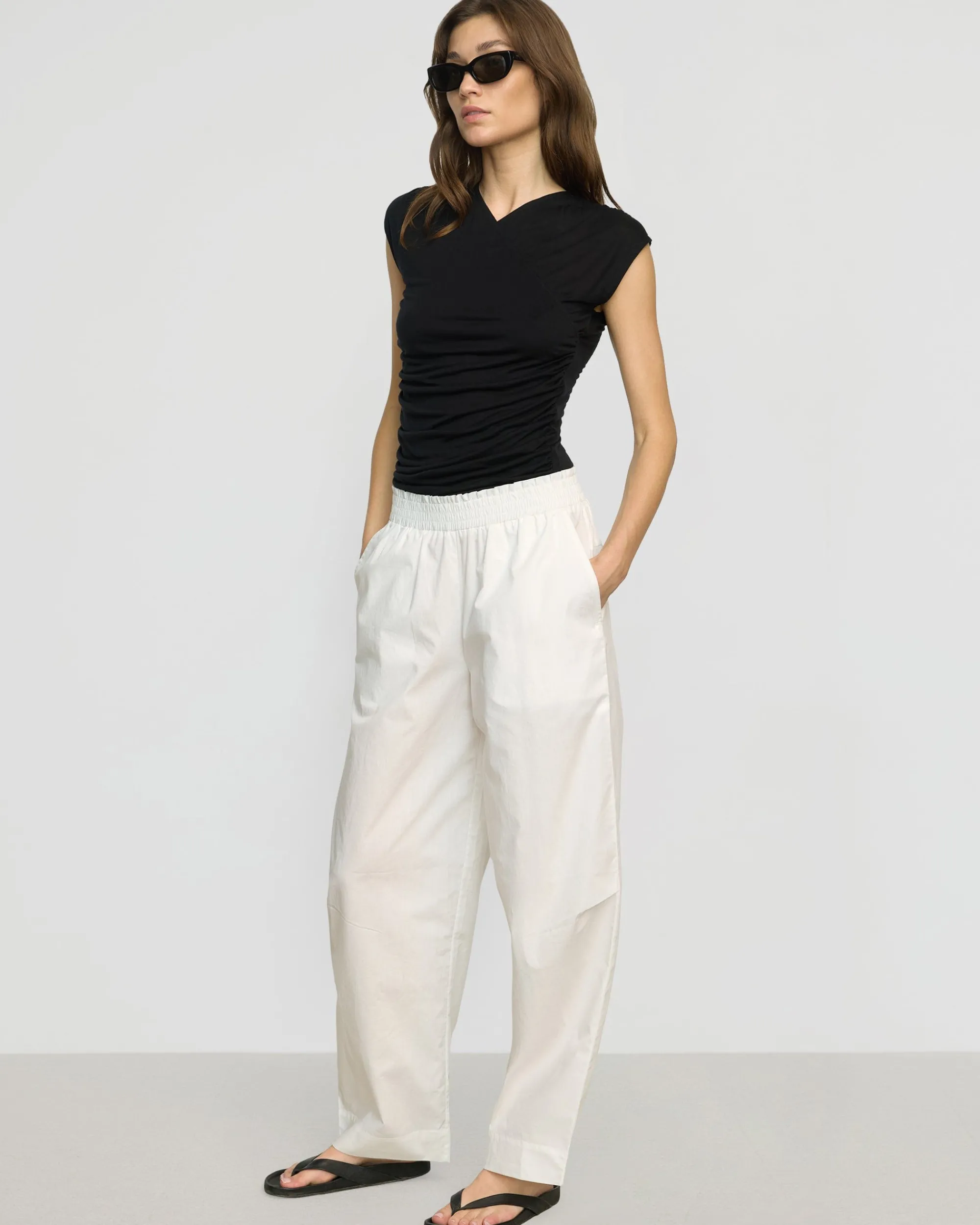 Fashion Apparels Paula Smocked-Waist Organic Cotton Pant< Pants