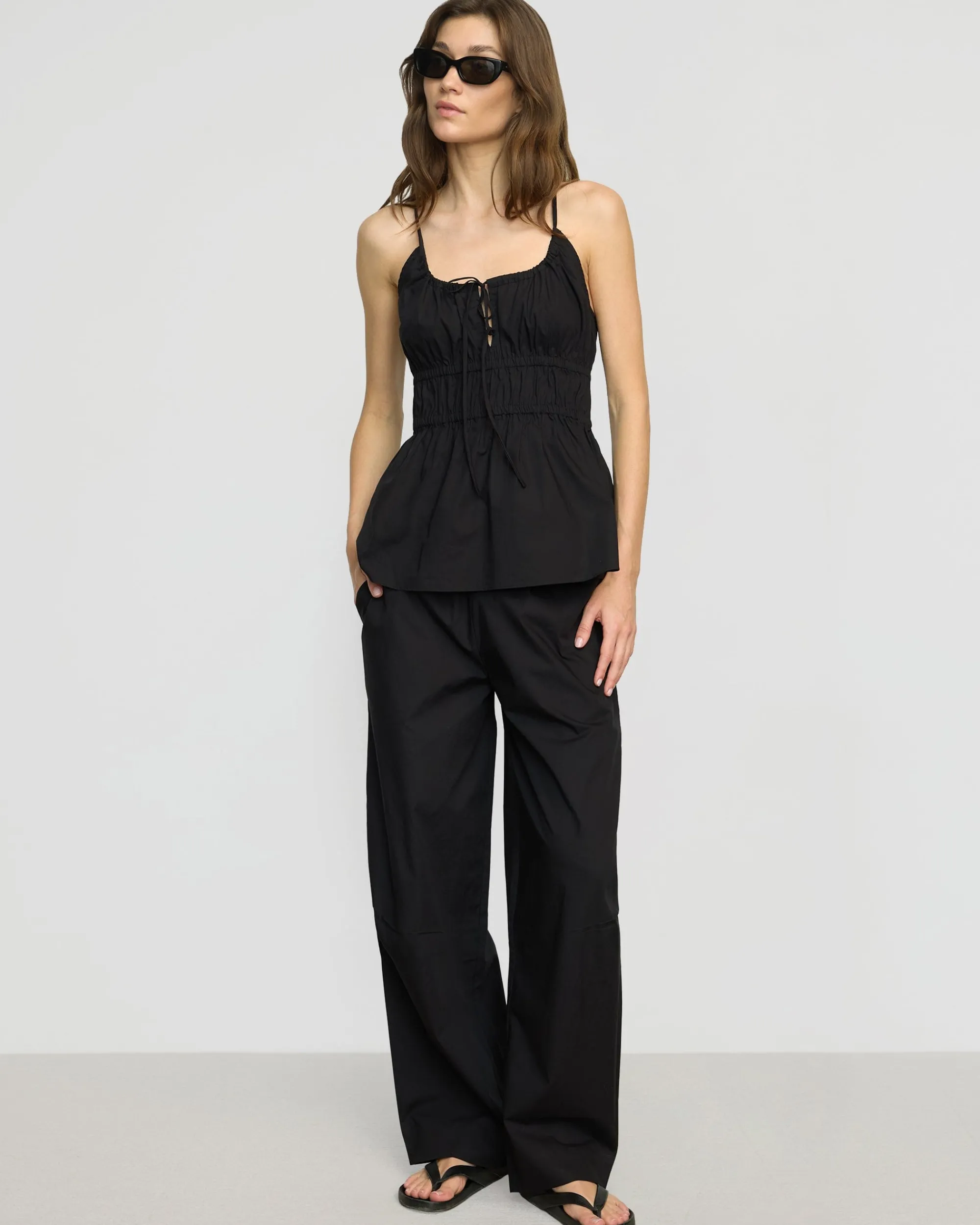 Fashion Apparels Paula Smocked-Waist Organic Cotton Pant< Pants