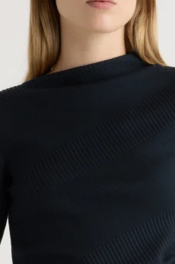 Hua Jia Pauline Ribbed Asymmetric-Neck Top< Sweaters|Tees
