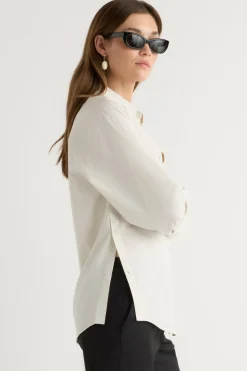 Hua Jia Phoebe Side-Button Tulip-Hem Shirt< Tops