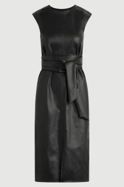 Hua Jia Pilar Vegan Leather Tie-Front Dress< Dresses