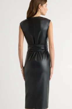 Hua Jia Pilar Vegan Leather Tie-Front Dress< Dresses