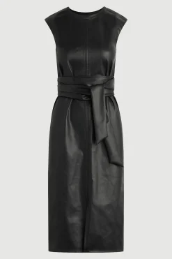 Hua Jia Pilar Vegan Leather Tie-Front Dress (Petite)< Dresses