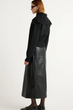Hua Jia Rama Front-Vent Vegan Leather Skirt< Skirts