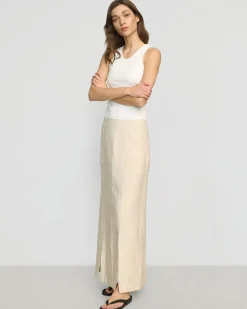 Hua Jia Ranni Front-Vent Linen-Blend Skirt< Skirts