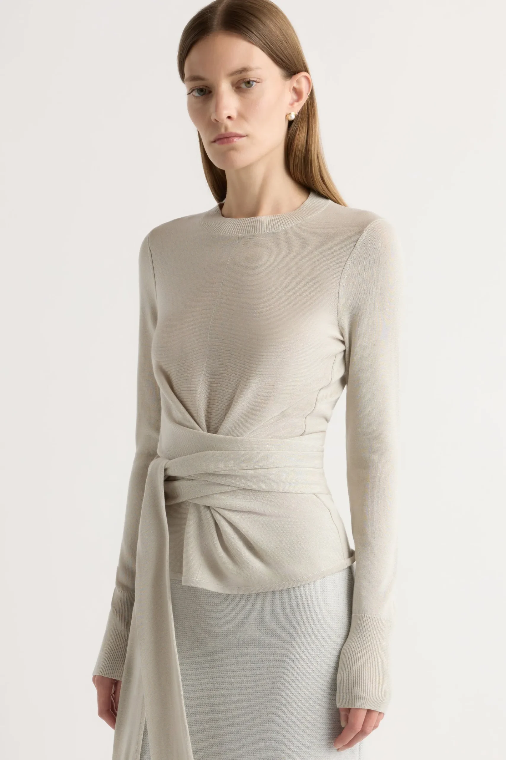 Brilliant Wise Corporation Limited Robin Tie-Front Tencel-Wool Sweater< Sweaters