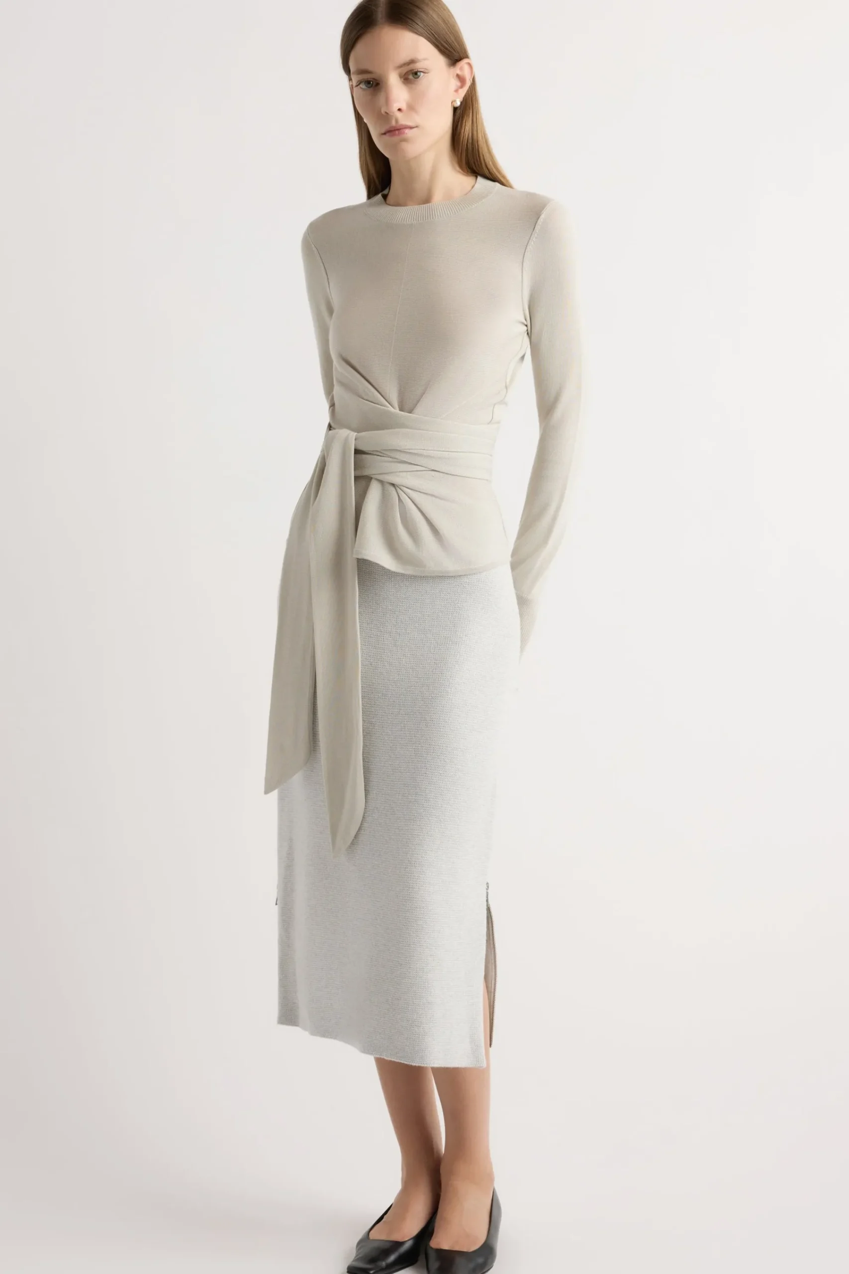 Brilliant Wise Corporation Limited Robin Tie-Front Tencel-Wool Sweater< Sweaters
