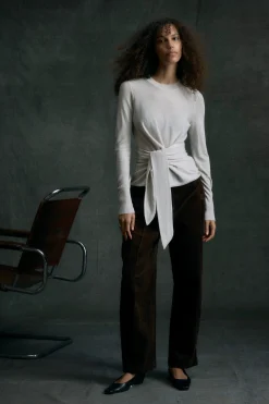 Brilliant Wise Corporation Limited Robin Tie-Front Tencel-Wool Sweater< Sweaters