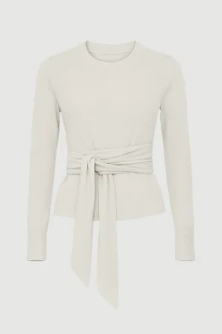 Brilliant Wise Corporation Limited Robin Tie-Front Tencel-Wool Sweater< Sweaters