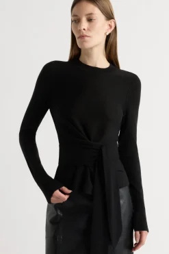 Brilliant Wise Corporation Limited Robin Tie-Front Tencel-Wool Sweater< Sweaters