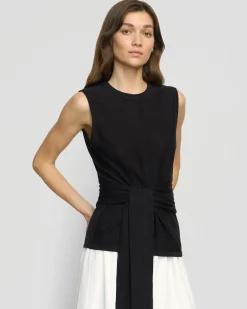 Brilliant Wise Corporation Limited Rois Tie-Front Linen-Cotton Top< Sweaters|Tops