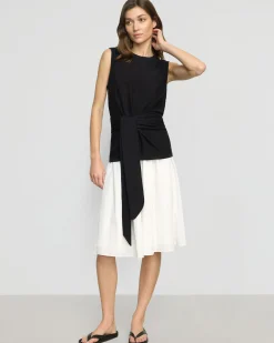 Brilliant Wise Corporation Limited Rois Tie-Front Linen-Cotton Top< Sweaters|Tops