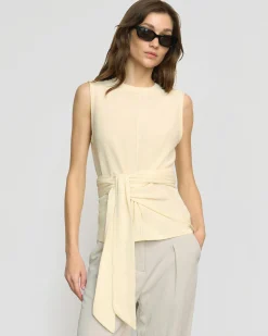 Brilliant Wise Corporation Limited Rois Tie-Front Linen-Cotton Top< Sweaters|Tops
