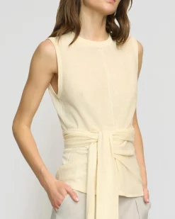 Brilliant Wise Corporation Limited Rois Tie-Front Linen-Cotton Top< Sweaters|Tops