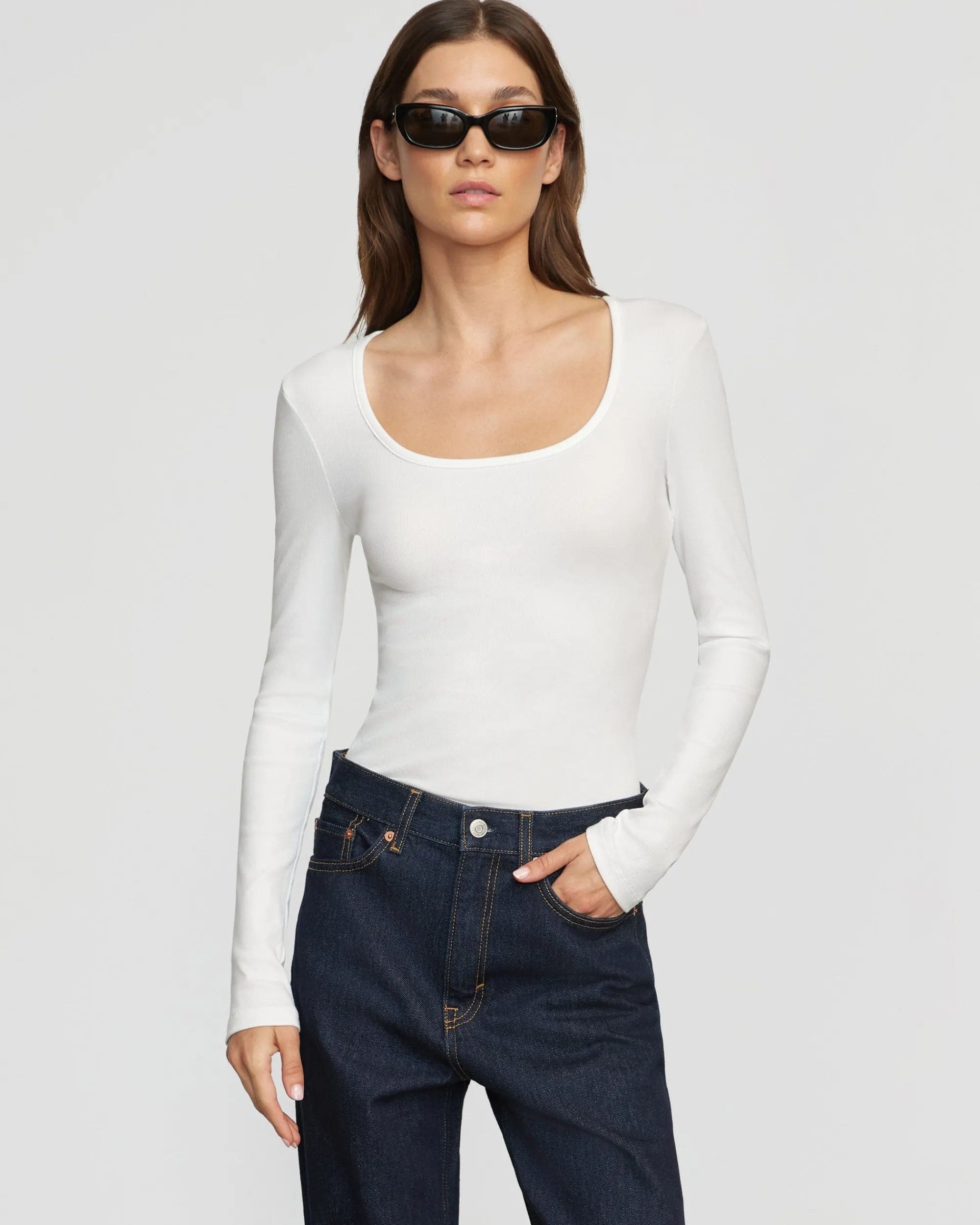Asia Consultancy Co., Ltd Rosa Ribbed Scoop-Neck Semi-Sheer Tee< Tees|Tops