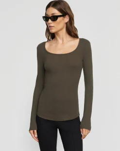 Asia Consultancy Co., Ltd Rosa Ribbed Scoop-Neck Tee< Tees|Tops