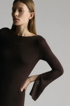 Brilliant Wise Corporation Limited Rosalynn Semi-Sheer Tencel-Blend Knit Dress< Dresses