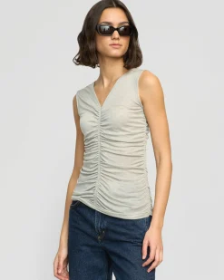 Asia Consultancy Co., Ltd Saleha Ruched-Front Sleeveless Tank< Tees|Tops