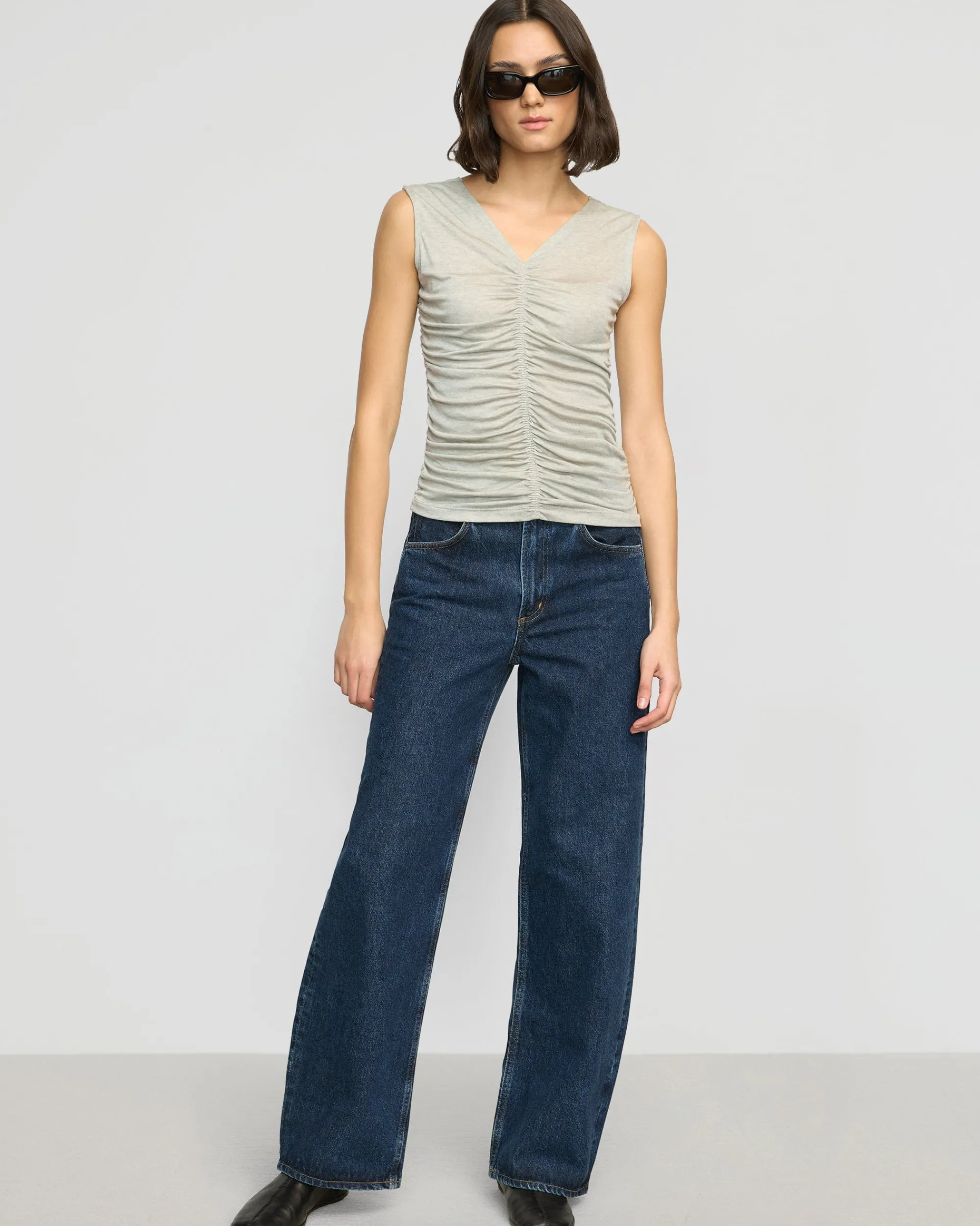 Asia Consultancy Co., Ltd Saleha Ruched-Front Sleeveless Tank< Tees|Tops