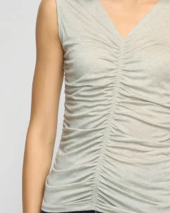 Asia Consultancy Co., Ltd Saleha Ruched-Front Sleeveless Tank< Tees|Tops