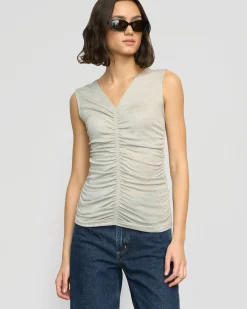 Asia Consultancy Co., Ltd Saleha Ruched-Front Sleeveless Tank< Tees|Tops