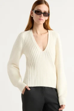 Brilliant Wise Corporation Limited Sanne Ottoman-Knit V-Neck Sweater< Sweaters