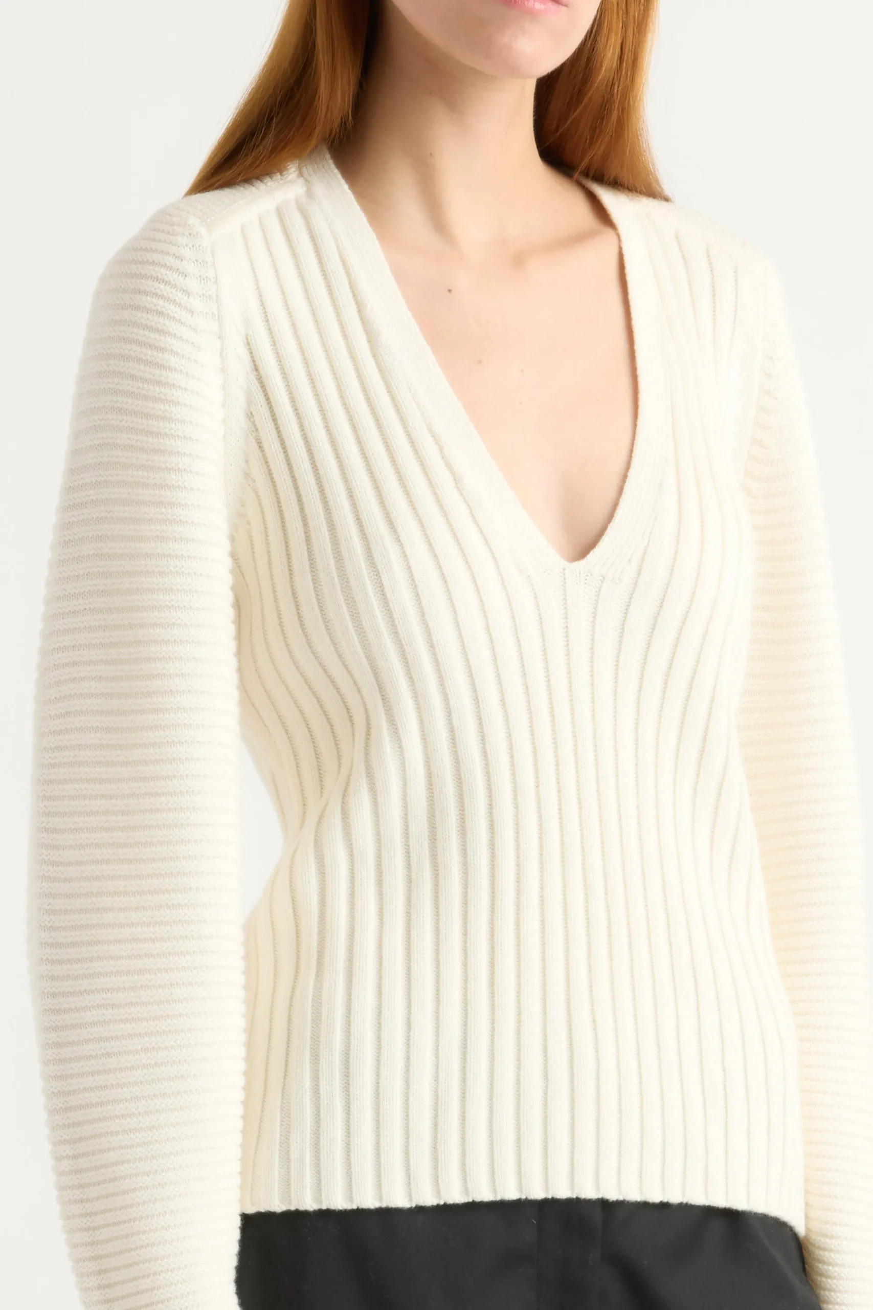 Brilliant Wise Corporation Limited Sanne Ottoman-Knit V-Neck Sweater< Sweaters