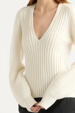 Brilliant Wise Corporation Limited Sanne Ottoman-Knit V-Neck Sweater< Sweaters
