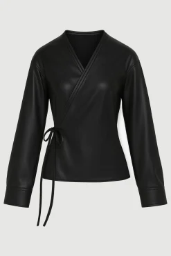 Hua Jia Sarit Vegan Leather Wrap Top< Tops