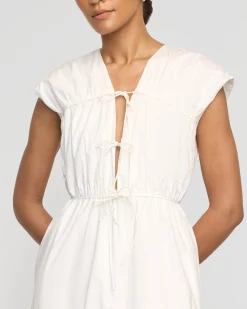 Fashion Apparels Shreya Tie-Front Organic Cotton Dress< Dresses