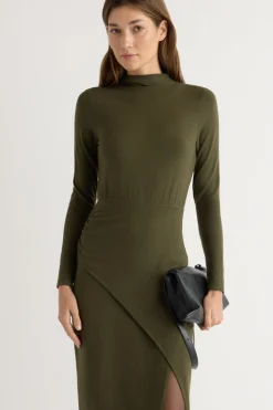 No Less Than Suki Mock-Neck Side-Slit Dress< Dresses