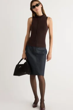 Brilliant Wise Corporation Limited Tammy Cinched-Neck Tencel-Blend Top< Sweaters|Tops
