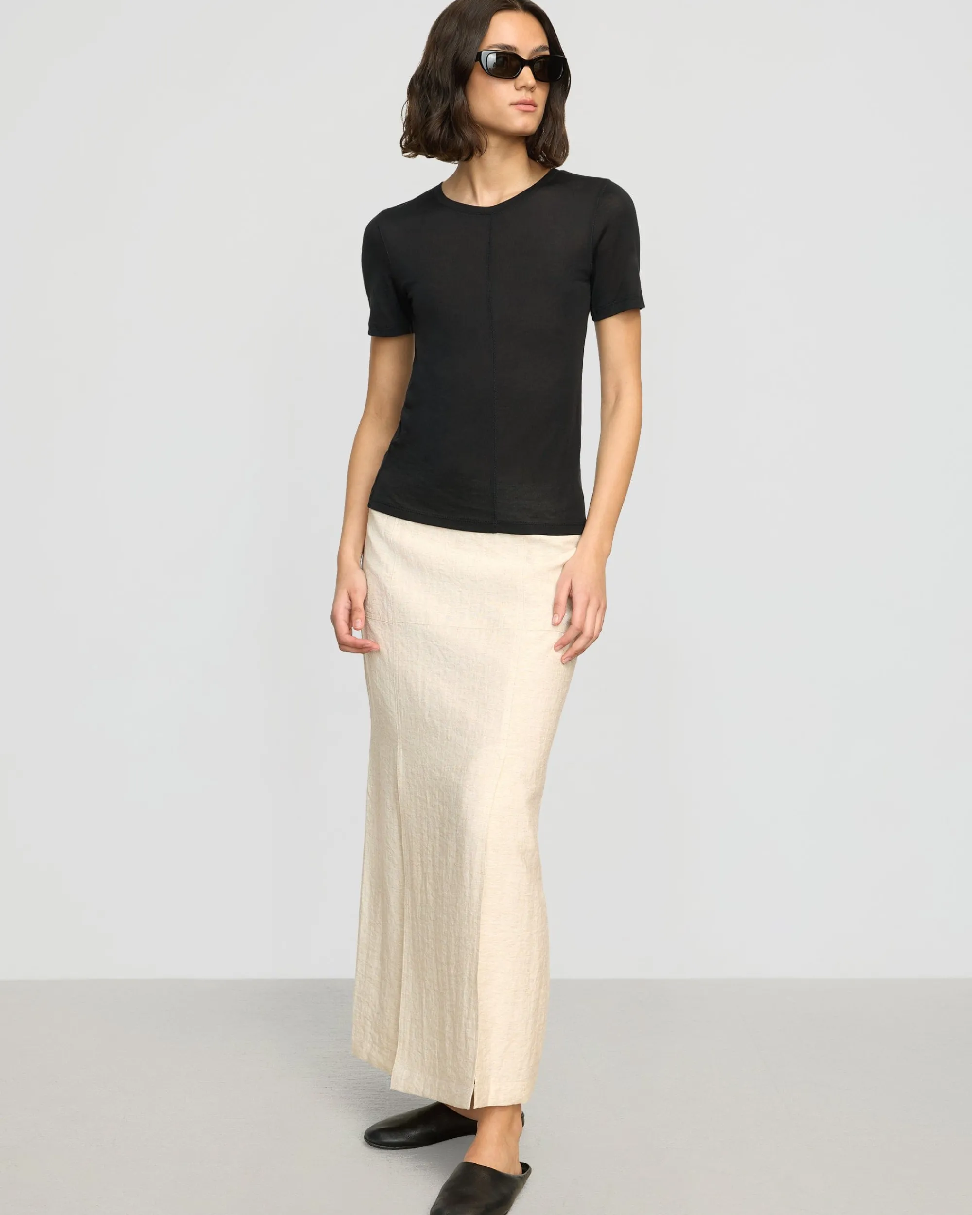 Asia Consultancy Co., Ltd Thea Semi-Sheer Tencel Crew-Neck Tee< Tees|Tops
