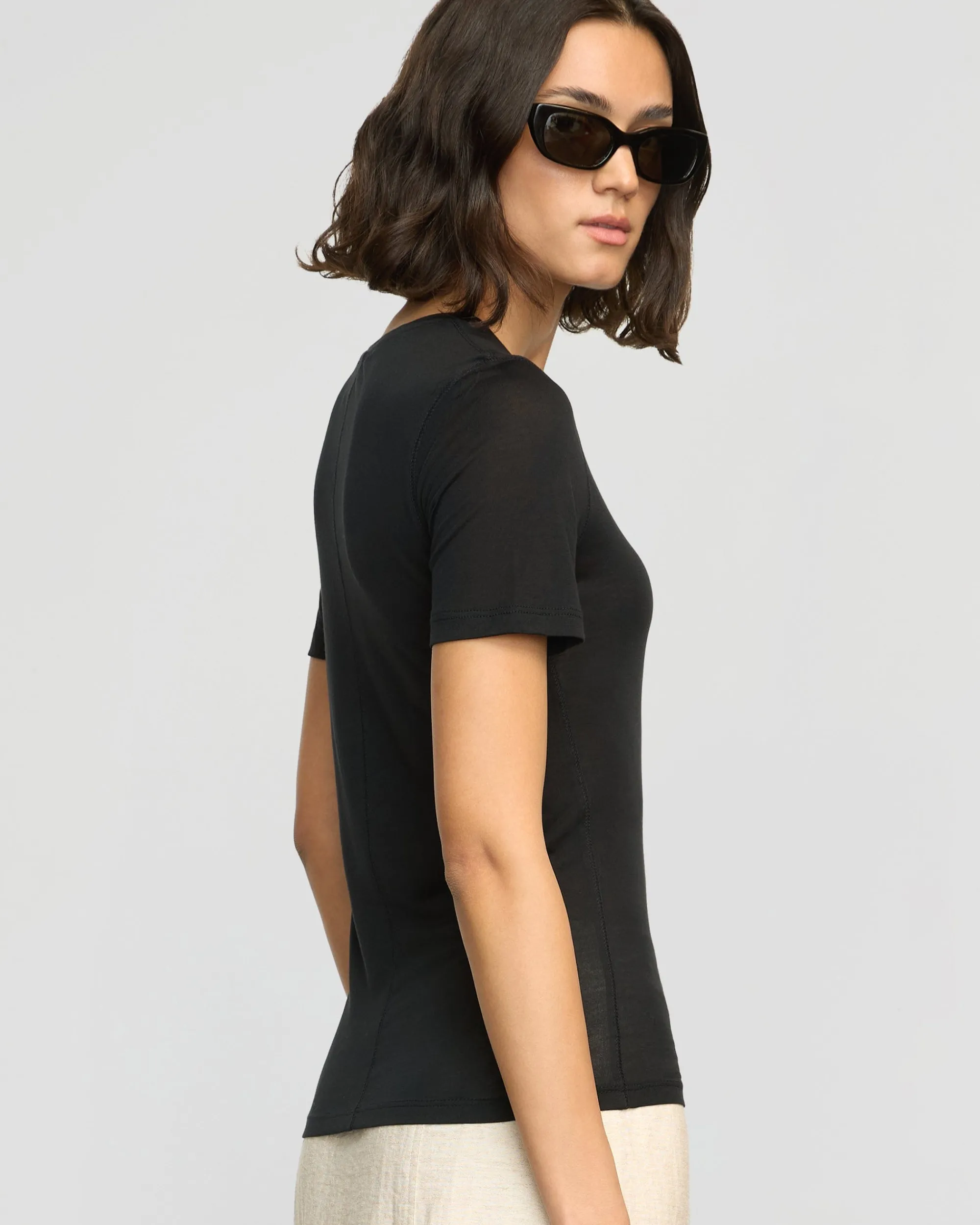 Asia Consultancy Co., Ltd Thea Semi-Sheer Tencel Crew-Neck Tee< Tees|Tops
