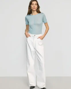 Asia Consultancy Co., Ltd Thea Semi-Sheer Tencel Crew-Neck Tee< Tees|Tops