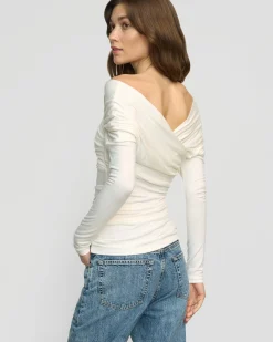 Asia Consultancy Co., Ltd Theresa Ruched Off-Shoulder Long-Sleeve Tee< Tees|Tops