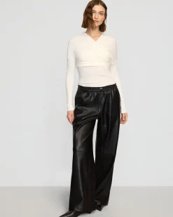 Asia Consultancy Co., Ltd Theresa Ruched Off-Shoulder Long-Sleeve Tee< Tees|Tops