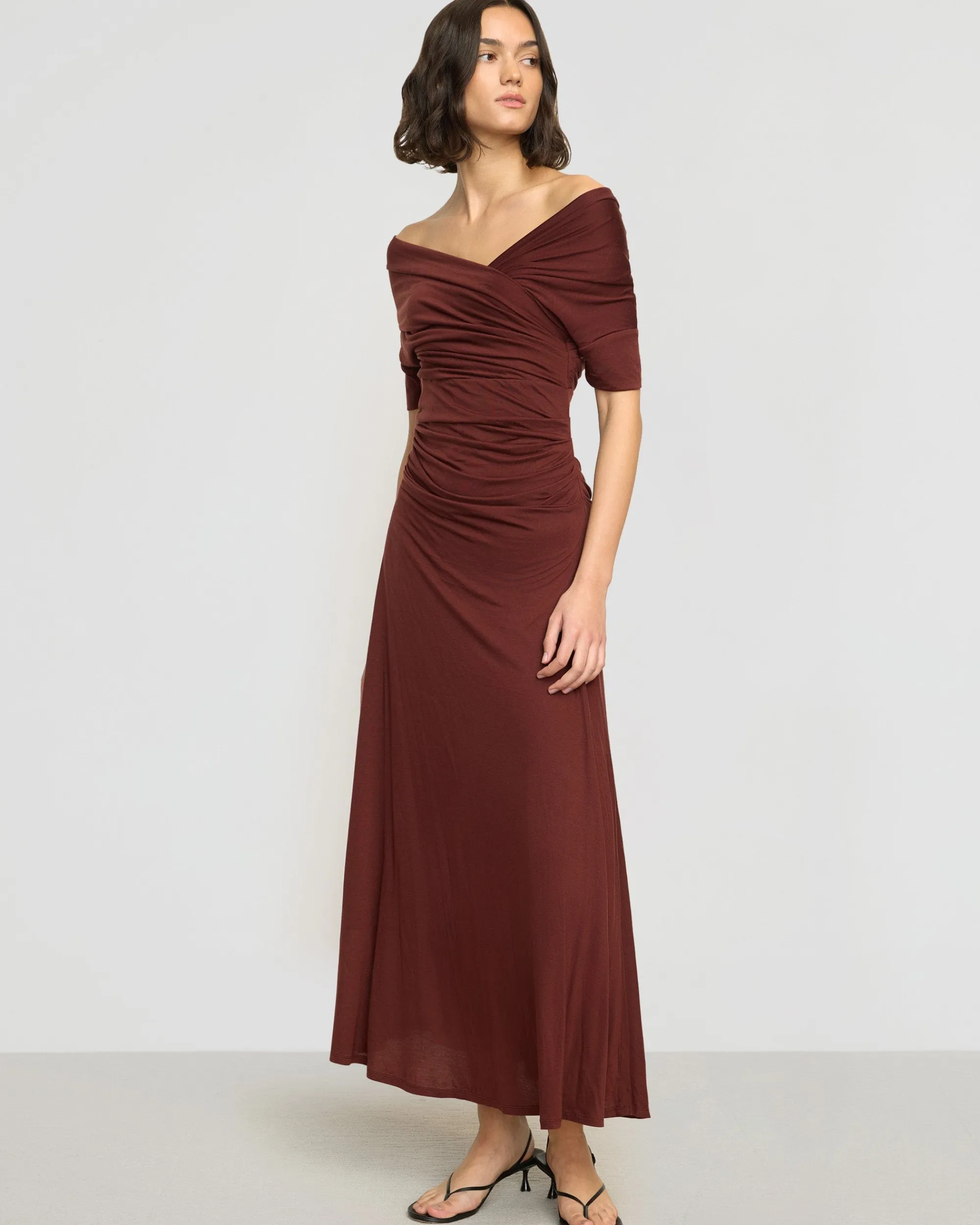 Asia Consultancy Co., Ltd Thilda Ruched Off-Shoulder Dress< Dresses