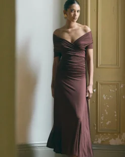 Asia Consultancy Co., Ltd Thilda Ruched Off-Shoulder Dress< Dresses