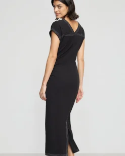 Asia Consultancy Co., Ltd Vela Contrast-Stitch Ruched-Waist Dress (Petite)< Dresses
