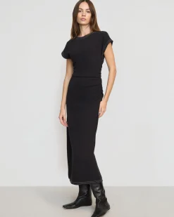 Asia Consultancy Co., Ltd Vela Contrast-Stitch Ruched-Waist Dress< Dresses