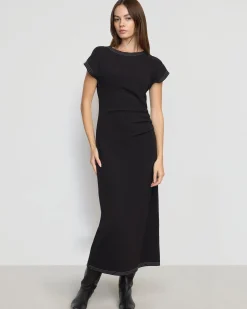 Asia Consultancy Co., Ltd Vela Contrast-Stitch Ruched-Waist Dress< Dresses