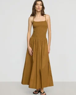Fashion Apparels Venus Smocked Organic Cotton Midi Dress< Dresses