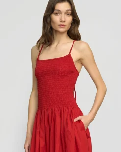 Fashion Apparels Venus Smocked Organic Cotton Midi Dress< Dresses