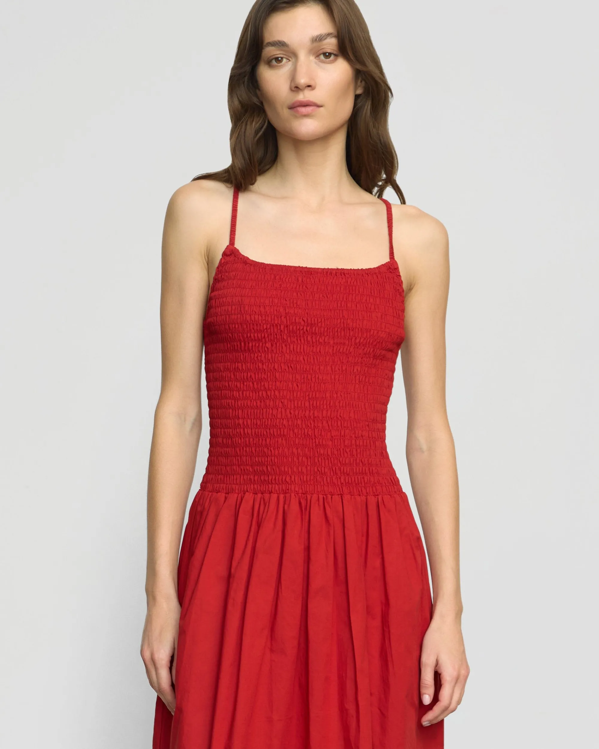 Fashion Apparels Venus Smocked Organic Cotton Midi Dress< Dresses