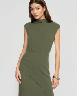 No Less Than Yimei Mock-Neck Side-Slit Dress< Dresses
