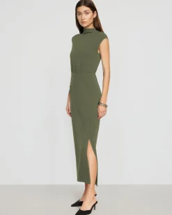 No Less Than Yimei Mock-Neck Side-Slit Dress< Dresses
