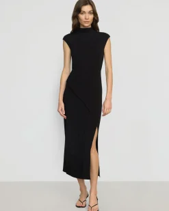 No Less Than Yimei Mock-Neck Side-Slit Dress< Dresses